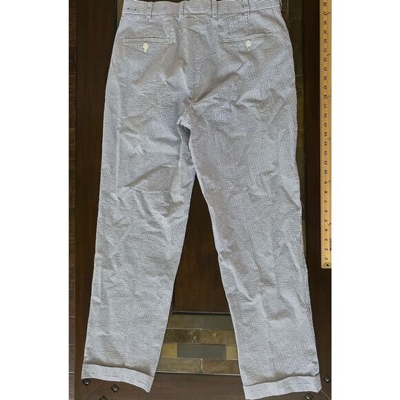 Brooks Brothers Genuine Seersucker Clark Pants Men's 35 X 34 Blue Stripe Summer! - Picture 2 of 9